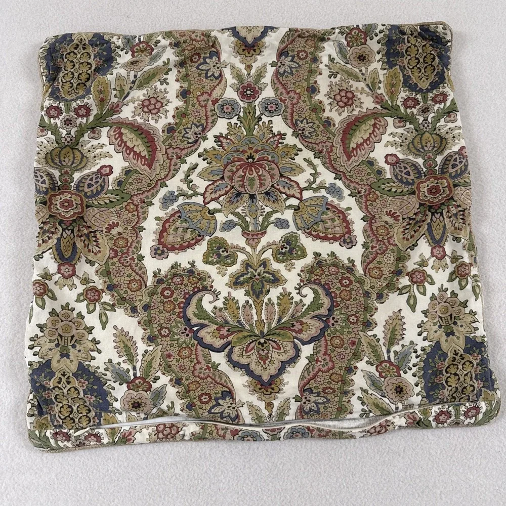 Pottery Barn Sham Palampore Floral Euro 22x22 Jacobean Style Jute Piping Flaws